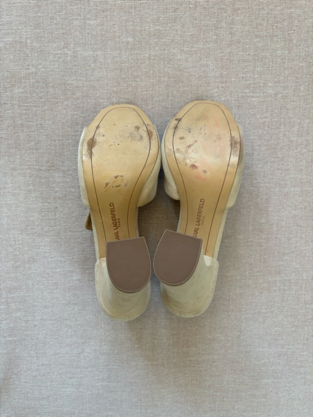 Karl Lagerfeld Paris cream suede d’Orsay cutout peep toe pumps 6.5 - Picture 8 of 10